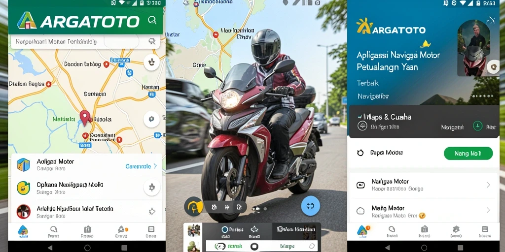 Tampilan antarmuka navigasi motor ARGATOTO yang intuitif dan informatif.
