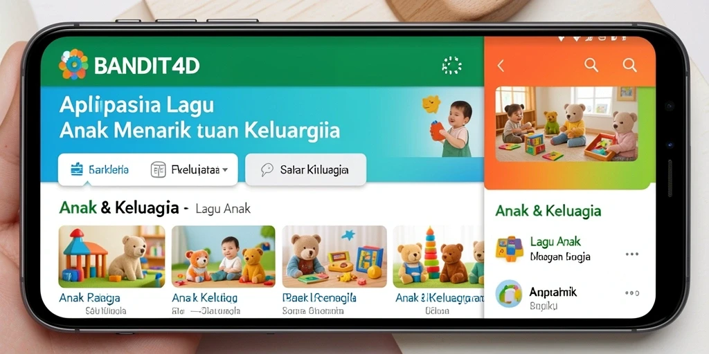 Antarmuka aplikasi BANDIT4D yang ramah anak dengan lagu-lagu ceria.
