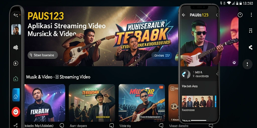 Antarmuka menarik dari aplikasi PAUS123 dengan fitur Streaming Video.