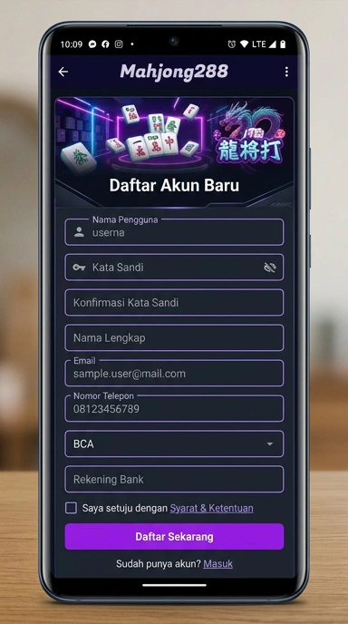 Tampilan halaman daftar mahjong288